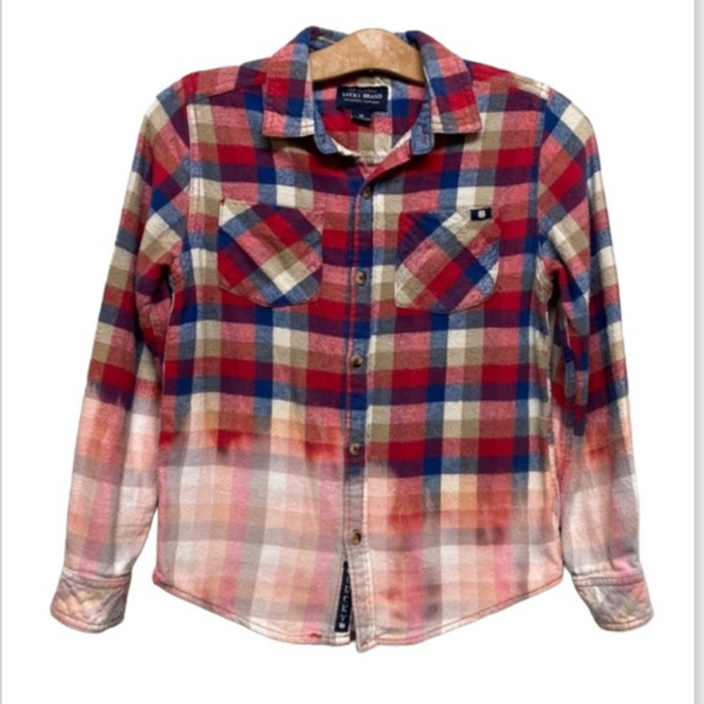 Super cute girls Lucky‎ Brand bleached flannel size M 100% cotton (K-051)
